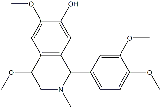 1-(3,4-Dimethoxyphenyl)-1,2,3,4-tetrahydro-4,6-dimethoxy-2-methyl-7-isoquinolinol Struktur