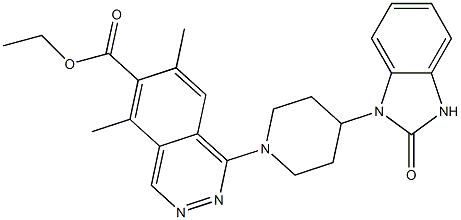 1-[4-[(1,3-Dihydro-2-oxo-2H-benzimidazol)-1-yl]piperidino]-5,7-dimethylphthalazine-6-carboxylic acid ethyl ester Struktur