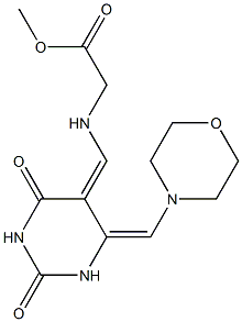 (5Z,6E)-5,6-Dihydro-5-(2-methoxy-2-oxoethyl)aminomethylene-6-morpholinomethylenepyrimidine-2,4(1H,3H)-dione Struktur