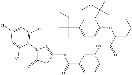 1-(2,4,6-Trichlorophenyl)-3-[3-[2-(2,4-di-tert-pentylphenoxy)valerylamino]benzoylamino]-5(4H)-pyrazolone Struktur