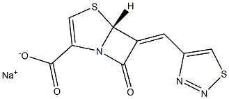 (5R)-7-Oxo-6-[(1,2,3-thiadiazol-4-yl)methylene]-4-thia-1-azabicyclo[3.2.0]hept-2-ene-2-carboxylic acid sodium salt Struktur