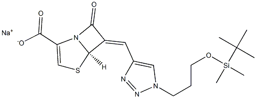 (5R,6Z)-6-[[1-[3-(tert-Butyldimethylsiloxy)propyl]-1H-1,2,3-triazol-4-yl]methylene]-7-oxo-4-thia-1-azabicyclo[3.2.0]hept-2-ene-2-carboxylic acid sodium salt Struktur