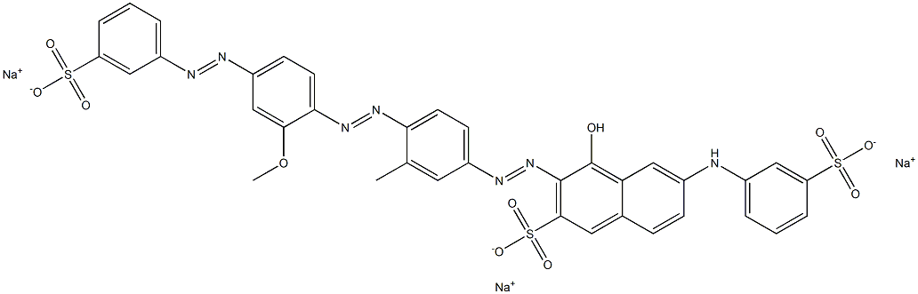 4-Hydroxy-3-[[3-methyl-4-[[2-methoxy-4-[(3-sulfophenyl)azo]phenyl]azo]phenyl]azo]-6-(3-sulfoanilino)naphthalene-2-sulfonic acid trisodium salt Struktur