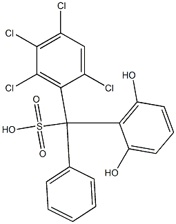 (2,4,5,6-Tetrachlorophenyl)(2,6-dihydroxyphenyl)phenylmethanesulfonic acid Struktur