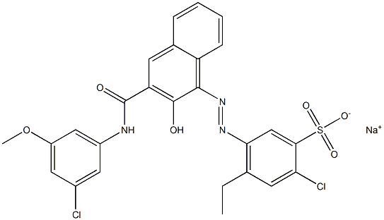 2-Chloro-4-ethyl-5-[[3-[[(3-chloro-5-methoxyphenyl)amino]carbonyl]-2-hydroxy-1-naphtyl]azo]benzenesulfonic acid sodium salt Struktur