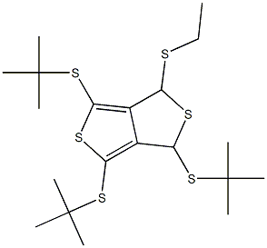 1-(Ethylthio)-3,4,6-tris(tert-butylthio)-1H,3H-thieno[3,4-c]thiophene Struktur