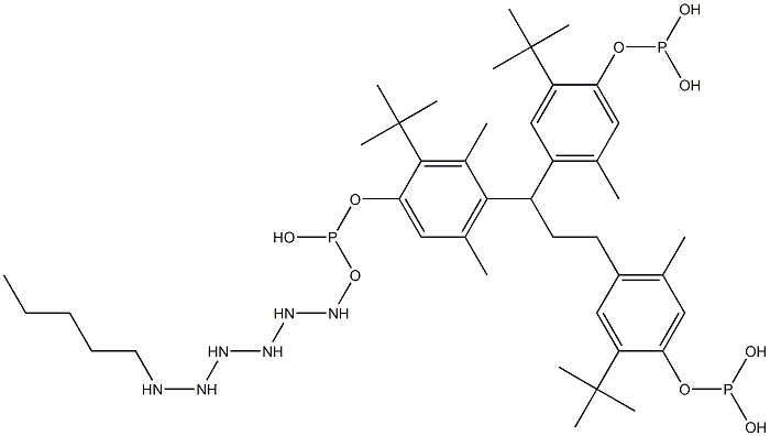 [3-Methyl-1,1,3-propanetriyltris(2-tert-butyl-5-methyl-4,1-phenyleneoxy)]tris(phosphonous acid)hexaundecyl ester Struktur