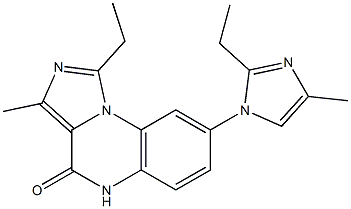 1-Ethyl-3-methyl-8-(2-ethyl-4-methyl-1H-imidazol-1-yl)imidazo[1,5-a]quinoxalin-4(5H)-one Struktur