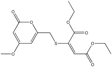 2-[(4-Methoxy-6-oxo-6H-pyran-2-yl)methylthio]maleic acid diethyl ester Struktur