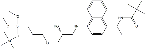 N-[(R)-1-[4-[[2-Hydroxy-3-[[3-[dimethoxy(trimethylsilyloxy)silyl]propyl]oxy]propyl]amino]-1-naphtyl]ethyl]-2,2-dimethylpropanamide Struktur