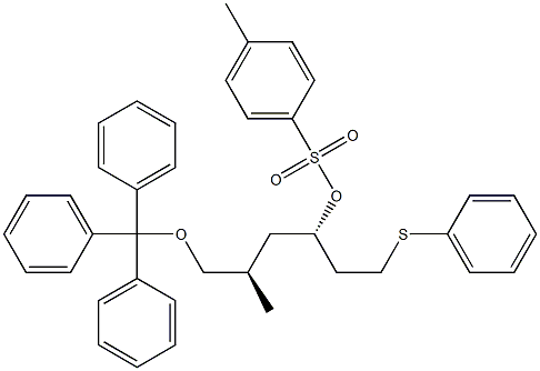 4-Methylbenzenesulfonic acid (1S,3R)-1-(2-phenylthioethyl)-3-methyl-4-triphenylmethoxybutyl ester Struktur