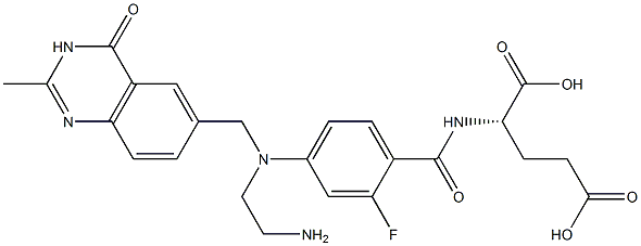 (2S)-2-[2-Fluoro-4-[N-[(3,4-dihydro-2-methyl-4-oxoquinazolin)-6-ylmethyl]-N-(2-aminoethyl)amino]benzoylamino]glutaric acid Struktur