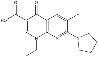 1-Ethyl-1,4-dihydro-6-fluoro-7-(pyrrolidin-1-yl)-4-oxo-1,8-naphthyridine-3-carboxylic acid Struktur