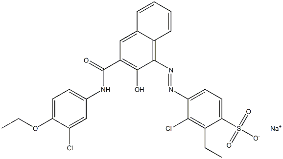 3-Chloro-2-ethyl-4-[[3-[[(3-chloro-4-ethoxyphenyl)amino]carbonyl]-2-hydroxy-1-naphtyl]azo]benzenesulfonic acid sodium salt Struktur