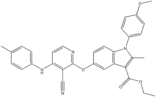 1-(4-Methoxyphenyl)-2-methyl-5-[3-cyano-4-[(4-methylphenyl)amino]pyridin-2-yloxy]-1H-indole-3-carboxylic acid ethyl ester Struktur