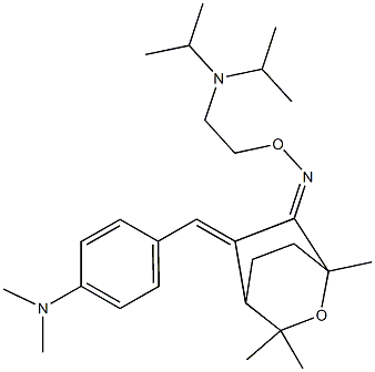 5-[4-(Dimethylamino)benzylidene]-1,3,3-trimethyl-2-oxabicyclo[2.2.2]octan-6-one O-[2-(diisopropylamino)ethyl]oxime Struktur