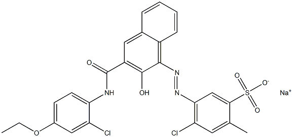 4-Chloro-2-methyl-5-[[3-[[(2-chloro-4-ethoxyphenyl)amino]carbonyl]-2-hydroxy-1-naphtyl]azo]benzenesulfonic acid sodium salt Struktur