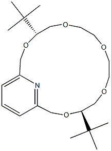 [4R,14R,(-)]-4,14-Di-tert-butyl-3,6,9,12,15-pentaoxa-21-azabicyclo[15.3.1]henicosa-1(21),17,19-triene Struktur