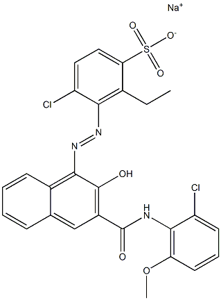 4-Chloro-2-ethyl-3-[[3-[[(2-chloro-6-methoxyphenyl)amino]carbonyl]-2-hydroxy-1-naphtyl]azo]benzenesulfonic acid sodium salt Struktur