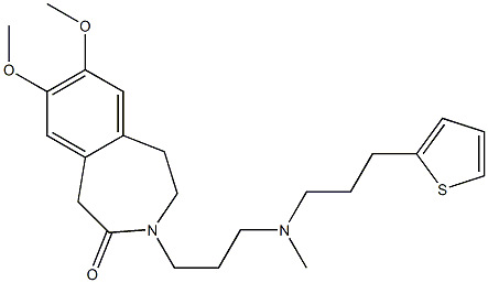 2,3-Dihydro-7,8-dimethoxy-3-[3-[N-[3-(2-thienyl)propyl]-N-methylamino]propyl]-1H-3-benzazepin-4(5H)-one Struktur