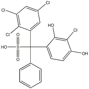 (3-Chloro-2,4-dihydroxyphenyl)(2,3,5-trichlorophenyl)phenylmethanesulfonic acid Struktur