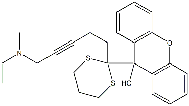 9-[2-[5-(N-Ethyl-N-methylamino)-3-pentynyl]-1,3-dithian-2-yl]-9H-xanthen-9-ol Struktur