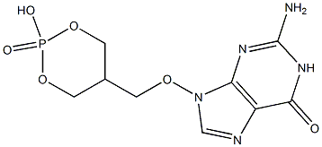 2-Amino-9-(2-hydroxy-2-oxo-1,3,2-dioxaphosphorinan-5-ylmethoxy)-9H-purin-6(1H)-one Struktur