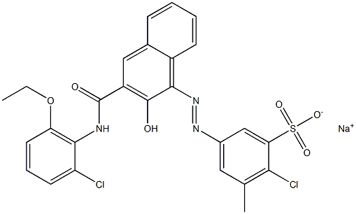 2-Chloro-3-methyl-5-[[3-[[(2-chloro-6-ethoxyphenyl)amino]carbonyl]-2-hydroxy-1-naphtyl]azo]benzenesulfonic acid sodium salt Struktur