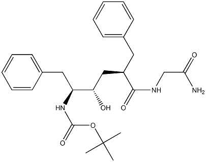 2-[[(2R,4S,5S)-5-(tert-Butoxycarbonylamino)-2-benzyl-4-hydroxy-6-phenylhexanoyl]amino]acetamide Struktur