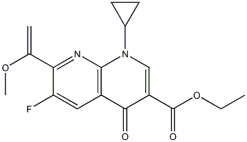 1,4-Dihydro-6-fluoro-7-(1-methoxyethenyl)-4-oxo-1-cyclopropyl-1,8-naphthyridine-3-carboxylic acid ethyl ester Struktur