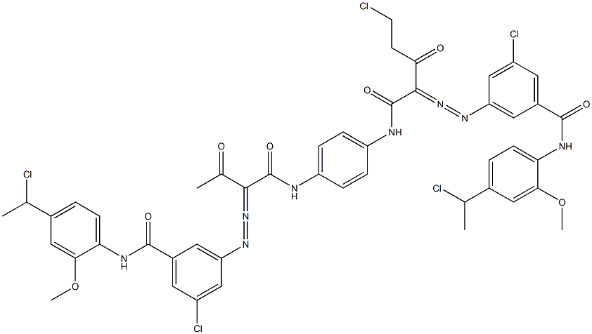 3,3'-[2-(Chloromethyl)-1,4-phenylenebis[iminocarbonyl(acetylmethylene)azo]]bis[N-[4-(1-chloroethyl)-2-methoxyphenyl]-5-chlorobenzamide] Struktur