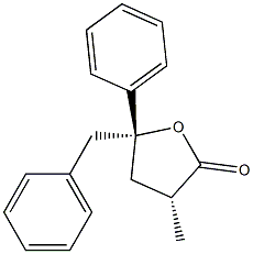 (3R,5R)-5-Benzyl-3-methyl-5-phenyl-2,3,4,5-tetrahydrofuran-2-one Struktur