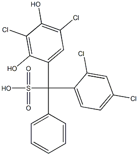 (2,4-Dichlorophenyl)(3,5-dichloro-2,4-dihydroxyphenyl)phenylmethanesulfonic acid Struktur