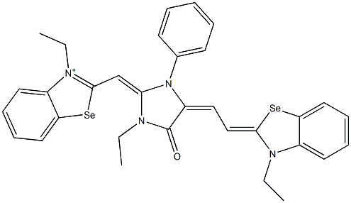 3-Ethyl-2-[[1-ethyl-4-[2-[3-ethylbenzoselenazol-2(3H)-ylidene]ethylidene]-5-oxo-3-phenylimidazolidin-2-ylidene]methyl]benzoselenazol-3-ium Struktur