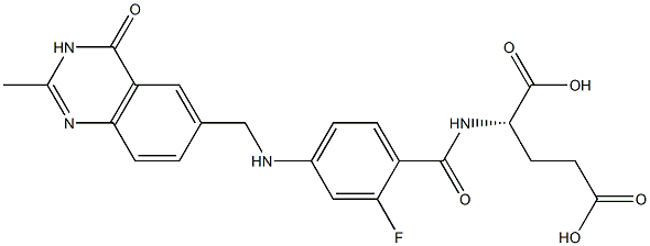 (2S)-2-[2-Fluoro-4-[N-[(3,4-dihydro-2-methyl-4-oxoquinazolin)-6-ylmethyl]amino]benzoylamino]glutaric acid Struktur