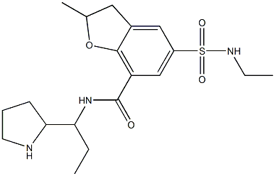 2,3-Dihydro-2-methyl-5-(ethylaminosulfonyl)-N-[1-ethyl-2-pyrrolidinylmethyl]benzofuran-7-carboxamide Struktur