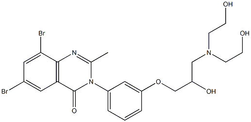 6,8-Dibromo-3-[3-[2-hydroxy-3-[bis(2-hydroxyethyl)amino]propoxy]phenyl]-2-methylquinazolin-4(3H)-one Struktur