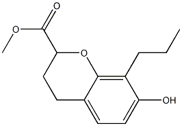 7-Hydroxy-8-propyl-3,4-dihydro-2H-1-benzopyran-2-carboxylic acid methyl ester Struktur