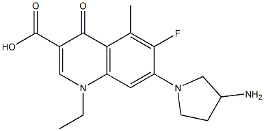 1-Ethyl-6-fluoro-5-methyl-1,4-dihydro-4-oxo-7-(3-amino-1-pyrrolidinyl)quinoline-3-carboxylic acid Struktur