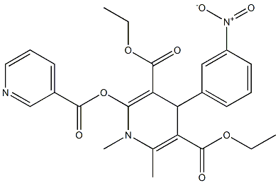 4-(3-Nitrophenyl)-2-(pyridin-3-ylcarbonyloxy)methyl-6-methyl-1,4-dihydropyridine-3,5-dicarboxylic acid diethyl ester Struktur