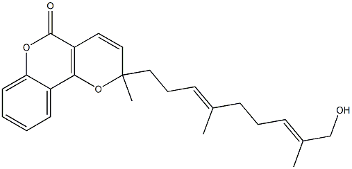 2-[(3E,7E)-9-Hydroxy-4,8-dimethyl-3,7-nonadien-1-yl]-2-methyl-2H,5H-pyrano[3,2-c][1]benzopyran-5-one Struktur