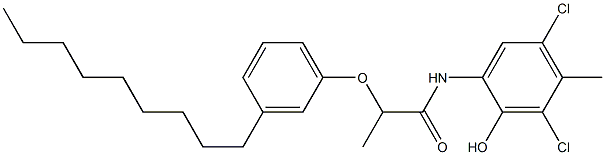 2-[2-(3-Nonylphenoxy)propanoylamino]-4,6-dichloro-5-methylphenol Struktur