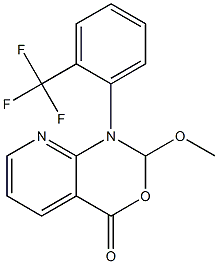 1-[2-(Trifluoromethyl)phenyl]-2-methoxy-2H-pyrido[2,3-d][1,3]oxazin-4(1H)-one Struktur