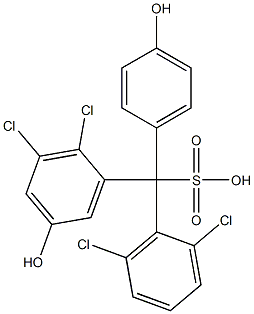 (2,6-Dichlorophenyl)(2,3-dichloro-5-hydroxyphenyl)(4-hydroxyphenyl)methanesulfonic acid Struktur