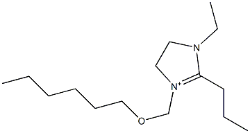 1-Ethyl-2-propyl-3-[(hexyloxy)methyl]-4,5-dihydro-1H-imidazol-3-ium Struktur