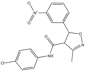 4-[N-(4-Chlorophenyl)carbamoyl]-5-(3-nitrophenyl)-3-methyl-4,5-dihydroisoxazole Struktur