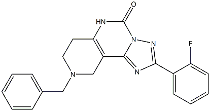 8-Benzyl-2-(2-fluorophenyl)-6,7,8,9-tetrahydro-1,3,3a,5,8-pentaaza-3aH-benz[e]inden-4(5H)-one Struktur