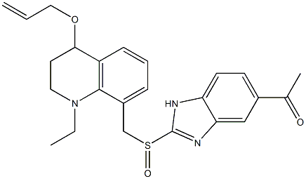 1-Ethyl-1,2,3,4-tetrahydro-4-(2-propenyloxy)-8-(5-acetyl-1H-benzimidazol-2-ylsulfinylmethyl)quinoline Struktur