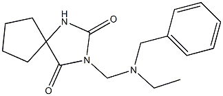 3-[[Ethyl(benzyl)amino]methyl]-2,4-dioxo-1,3-diazaspiro[4.4]nonane Struktur