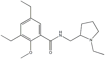 N-[(1-Ethyl-2-pyrrolidinyl)methyl]-2-methoxy-3,5-diethylbenzamide Struktur